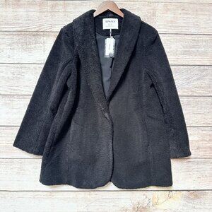 SPANX Fleece Jacket Women XL Very Black Cozy Blazer Style Coat Lined Pockets NWT